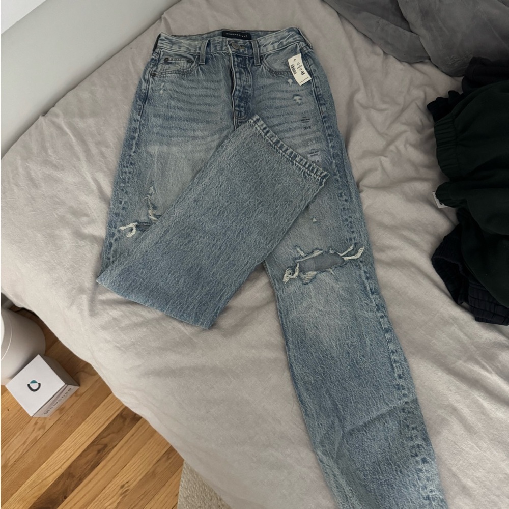 Aeropostale high rise baggy blue distressed jeans